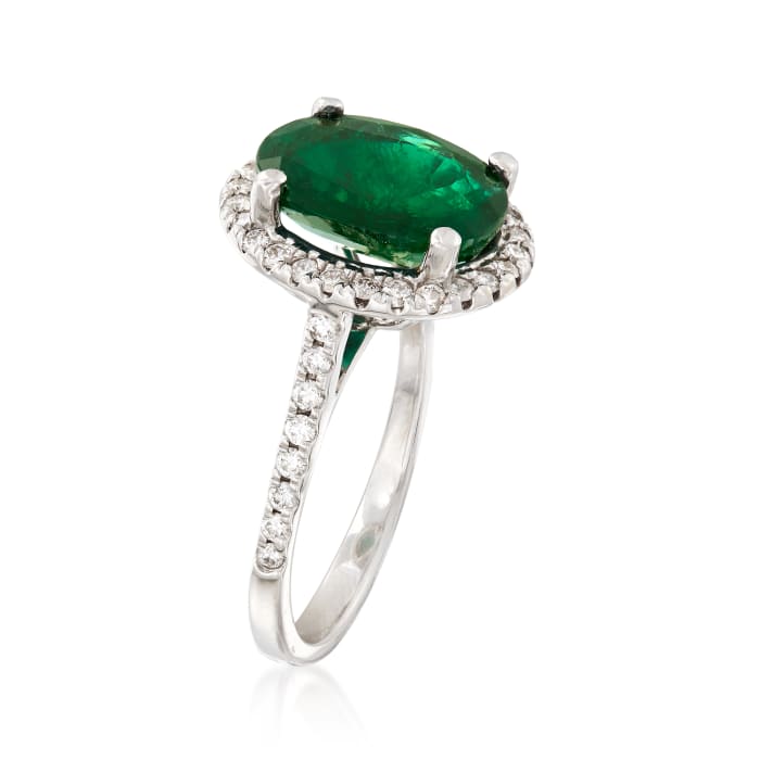 3.70 Carat Emerald and .60 ct. t.w. Diamond Ring in 14kt White Gold ...