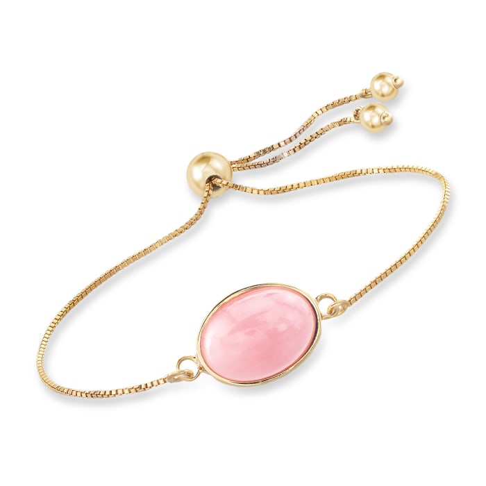 Pink Opal Bolo Bracelet in 18kt Gold Over Sterling