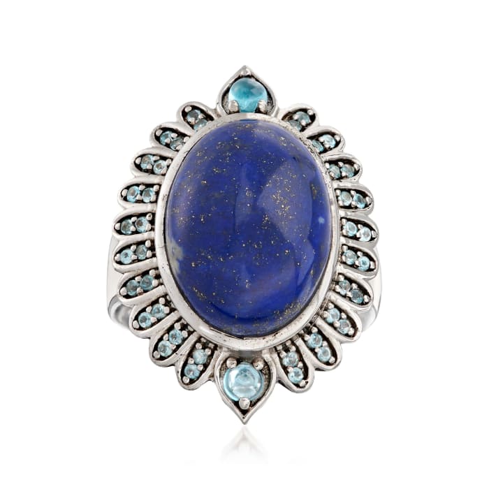 Lapis and .40 ct. t.w. Swiss Blue Topaz Ring in Sterling Silver