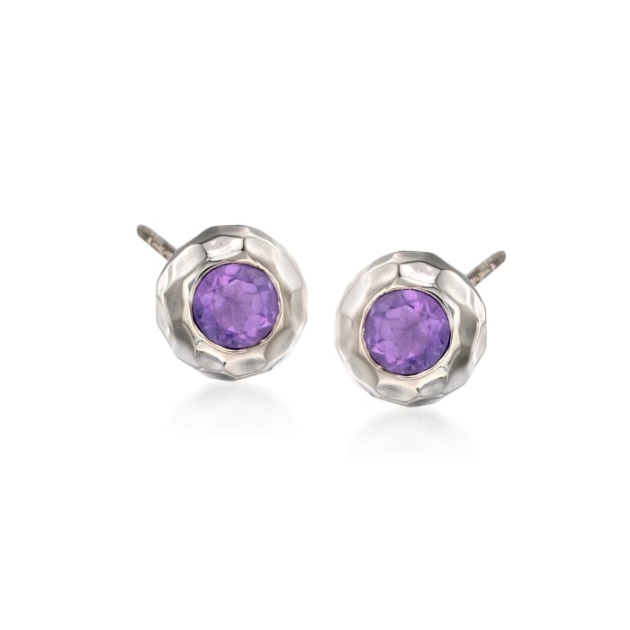 Zina Sterling Silver &quot;Ripples&quot; .80 ct. t.w. Amethyst Stud Earrings