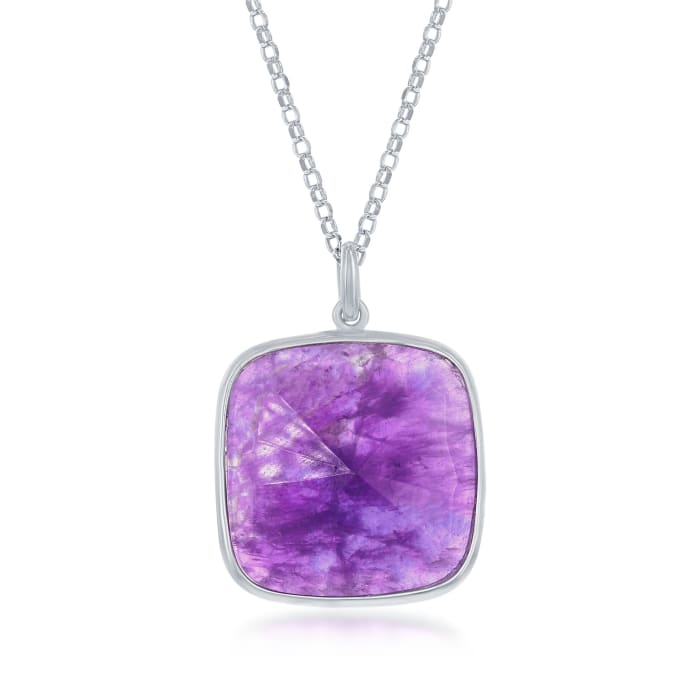 19.00 Carat Amethyst Pendant Necklace in Sterling Silver