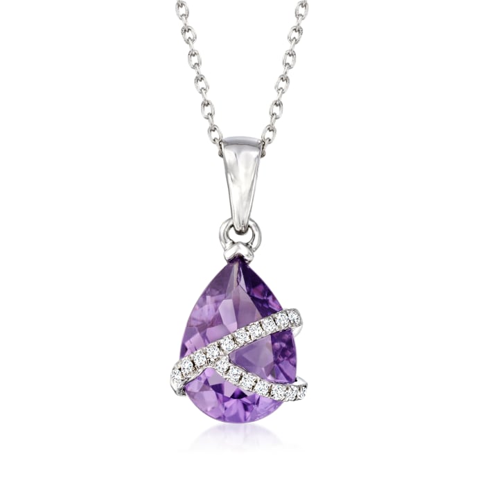 4.20 Carat Amethyst and .40 ct. t.w. White Zircon Pendant Necklace in Sterling Silver