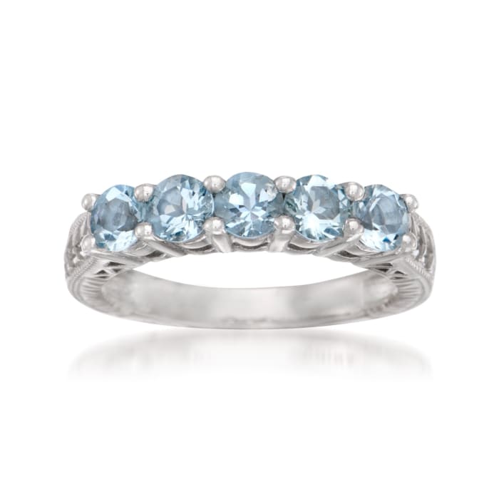 1.15 ct. t.w. Aquamarine 5-Stone Ring in Sterling Silver
