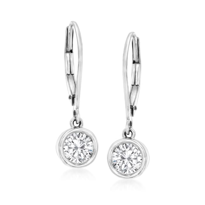 1.00 ct. t.w. Bezel-Set Diamond Drop Earrings in 14kt White Gold