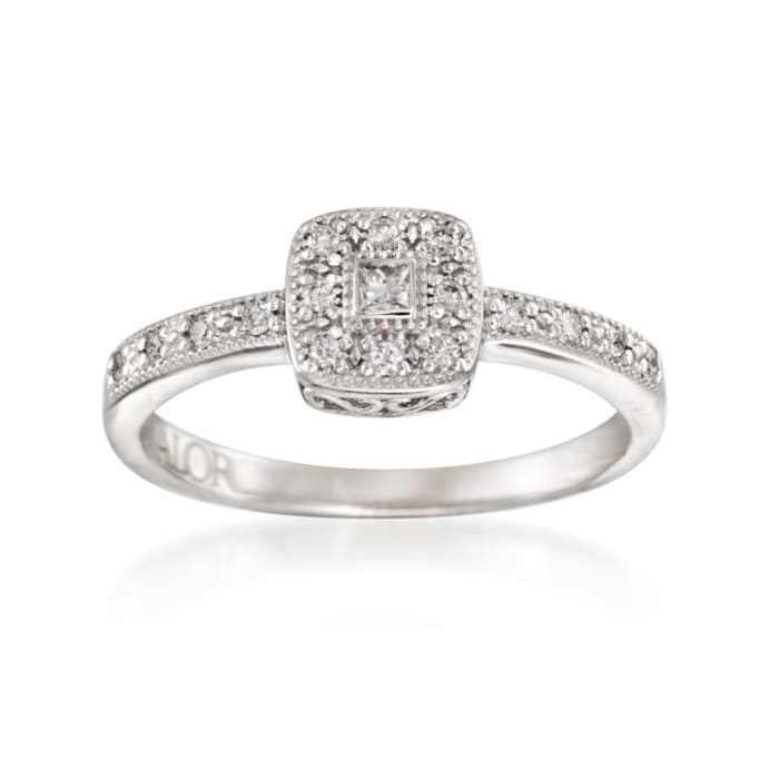 ALOR &quot;Flamme Blanche&quot; .15 ct. t.w. Diamond Square Ring in 18kt White Gold