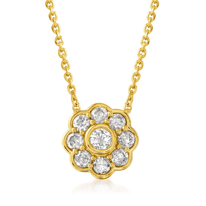 50 Ct Tw Diamond Flower Necklace In 18kt Gold Over Sterling Ross Simons 