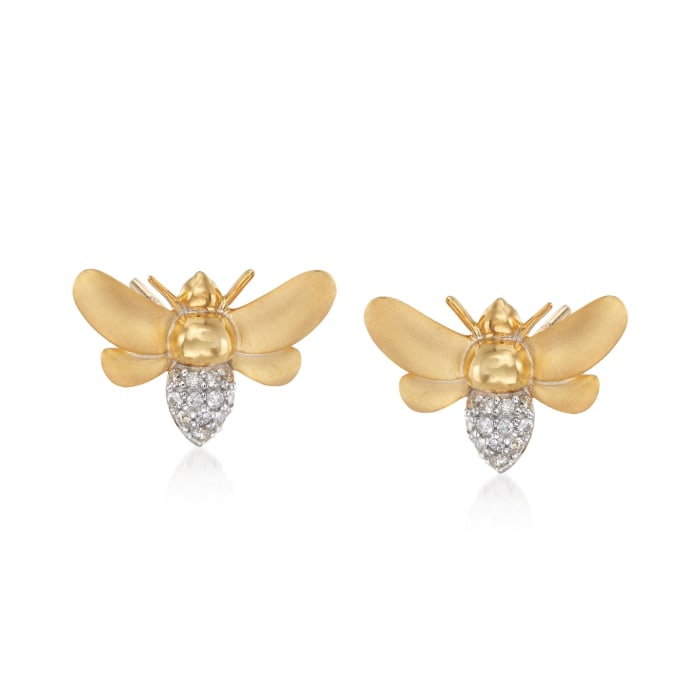 .10 ct. t.w. Diamond Bumblebee Earrings in 14kt Gold Over Sterling