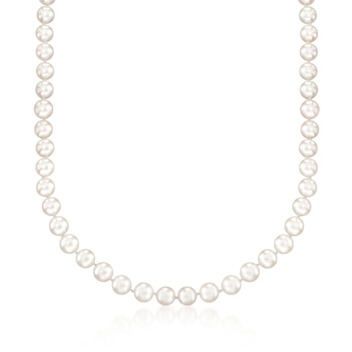 7-7.5mm Cultured Akoya Pearl Necklace with 18kt White Gold