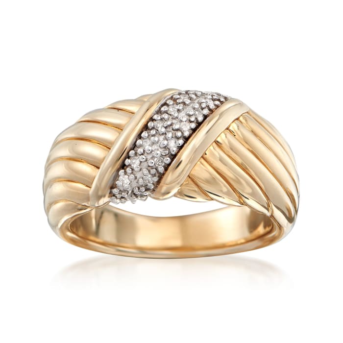 14kt Yellow Gold Sash Ring with Diamond Accents