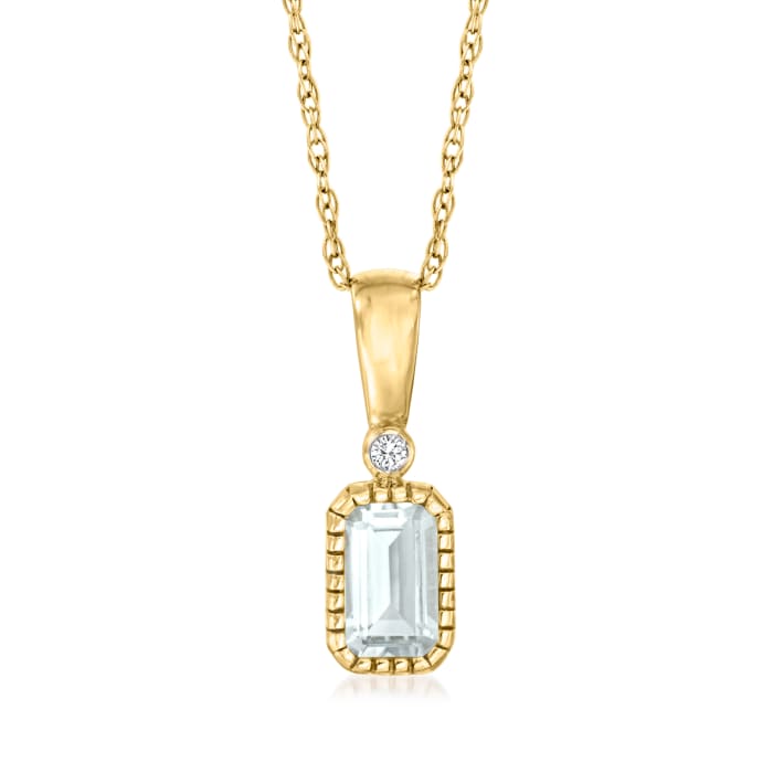 .20 Carat Aquamarine Pendant Necklace with Diamond Accent in 14kt Yellow Gold