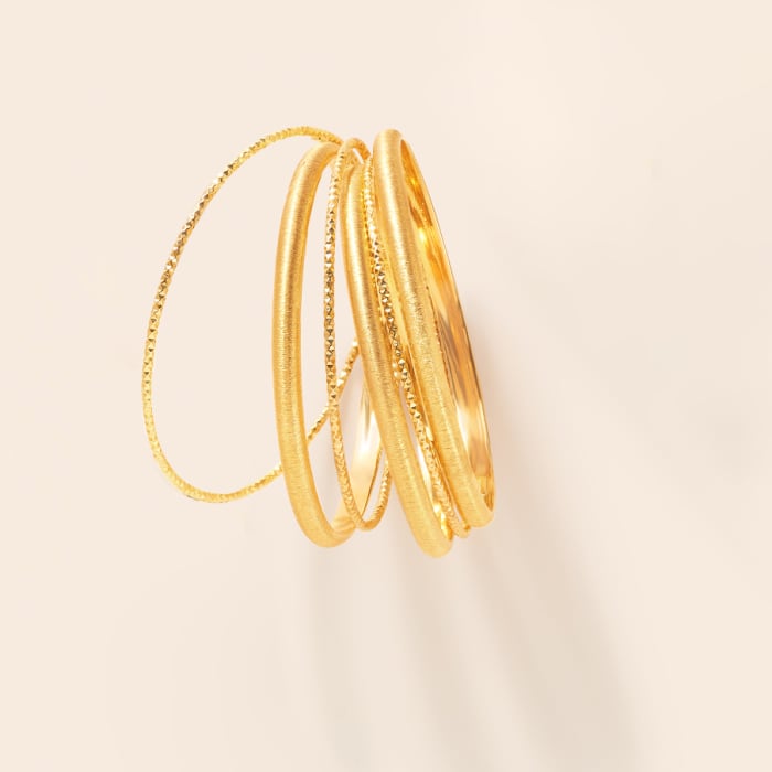 Italian 18kt Gold Over Sterling Silver Jewelry Set: Seven Bangle ...