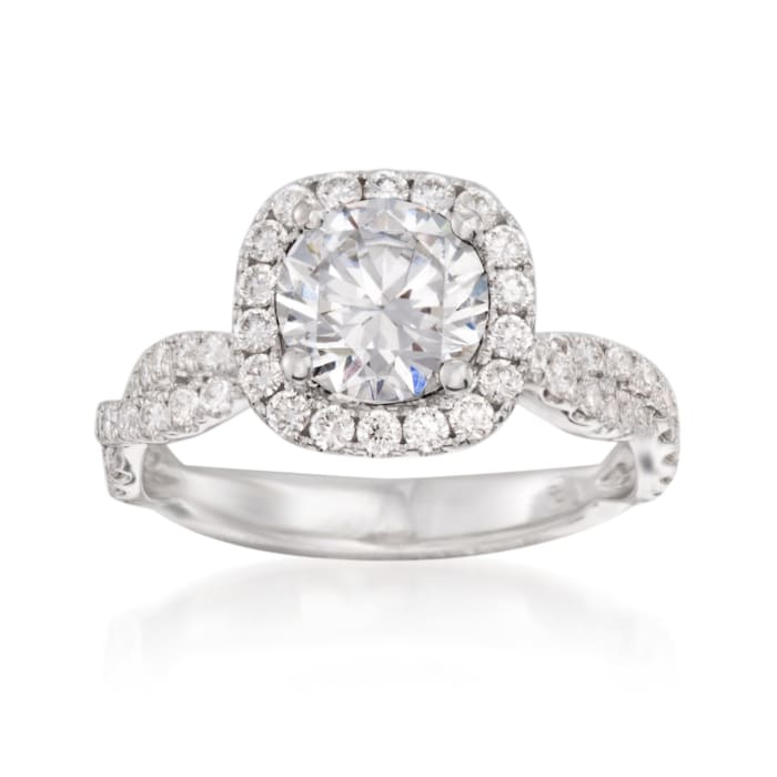 .80 ct. t.w. Diamond Crisscross Halo Engagement Ring Setting in 14kt White Gold