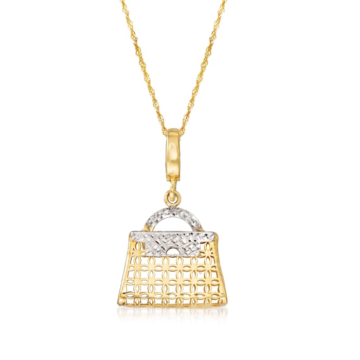 Italian 14kt Two-Tone Gold Purse Pendant Necklace