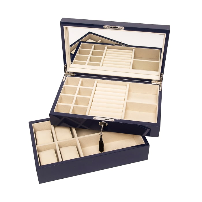 Brouk & Co. Navy Stackable Wooden Jewelry Box and Watch Tray | Ross-Simons