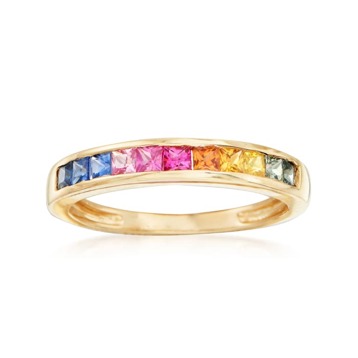 .95 ct. t.w. Multicolored Sapphire Ring in 14kt Yellow Gold