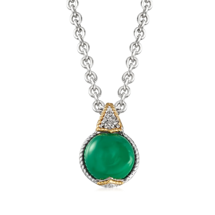 Andrea Candela &quot;Dulcitos&quot; Green Agate Pendant Necklace in Sterling Silver and 18kt Yellow Gold