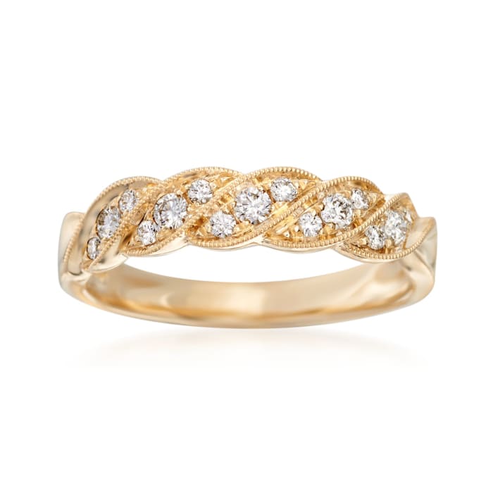 .26 ct. t.w. Diamond Swirl Wedding Ring in 14kt Yellow Gold