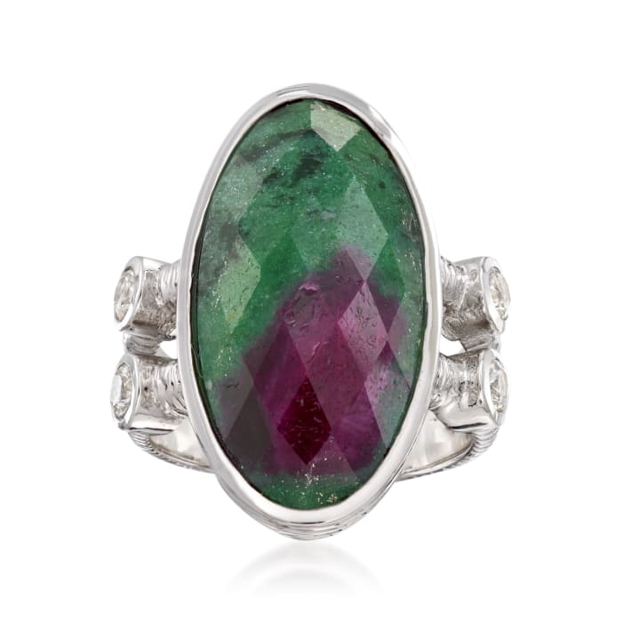 16.00 Carat Ruby-In-Zoisite and .60 ct. t.w. White Zircon Ring in ...