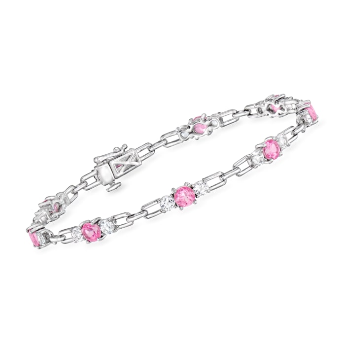 5.40 ct. t.w. Pink and White Topaz Bracelet in Sterling Silver | Ross ...