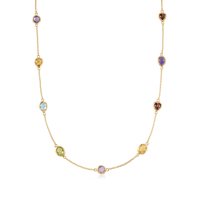 8.40 ct. t.w. Multi-Stone Station Necklace in 18kt Gold Over Sterling ...