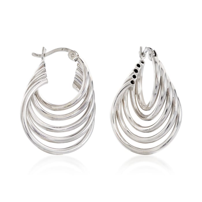 Sterling Silver Twisted Multi-Hoop Earrings
