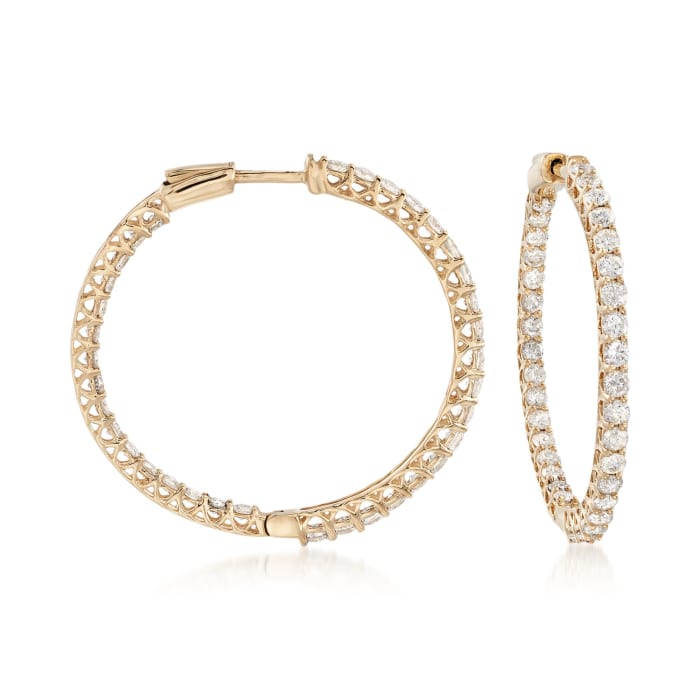3.50 ct. t.w. Diamond Inside-Outside Hoop Earrings in 14kt Yellow Gold
