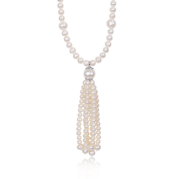6-11mm Cultured Freshwater Pearl Tassel Necklace in Sterling Silver