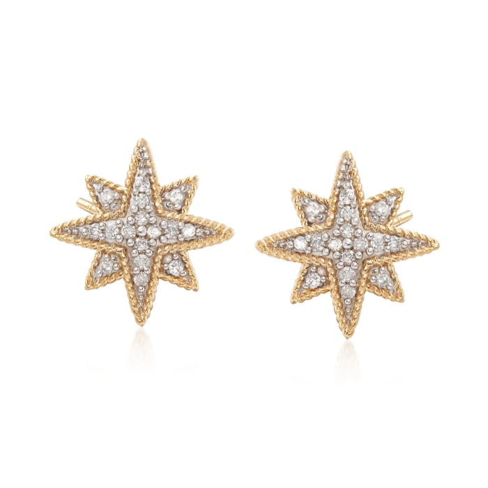 .25 ct. t.w. Diamond Star Earrings in 14kt Yellow Gold