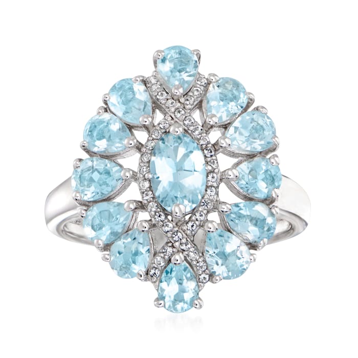 1.60 ct. t.w. Aquamarine Ring with White Topaz Accents in Sterling Silver