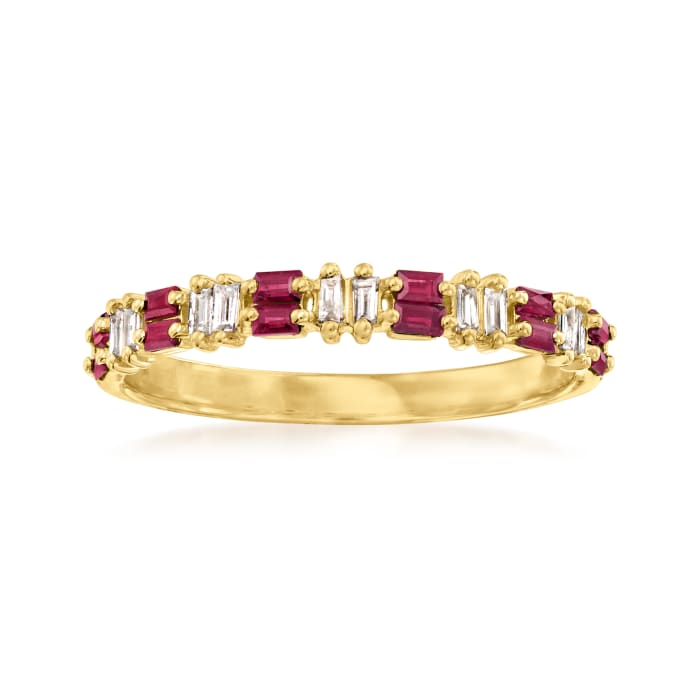 .30 ct. t.w. Ruby and .10 ct. t.w. Diamond Ring in 14kt Yellow Gold ...