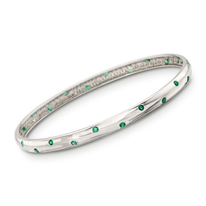 .75 ct. t.w. Emerald Bangle Bracelet in Sterling Silver