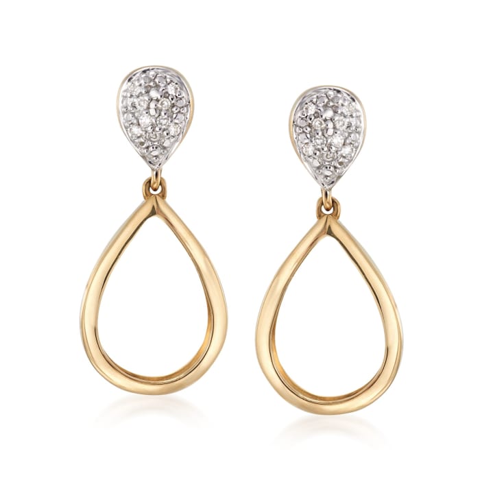 Diamond-Accented Teardrop Earrings in 14kt Two-Tone Gold