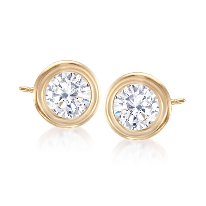 .75 ct. t.w. Double Bezel-Set Diamond Stud Earrings in 14kt Yellow Gold