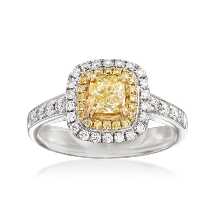 1.26 ct. t.w. Yellow and White Diamond Ring in 18kt Two-Tone Gold