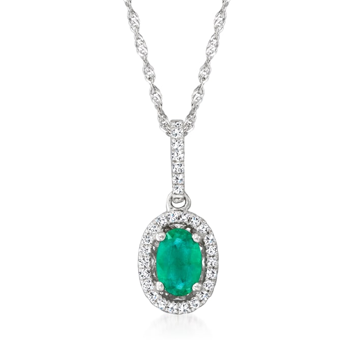 .40 Carat Emerald and .12 ct. t.w. Diamond Pendant Necklace in 14kt ...