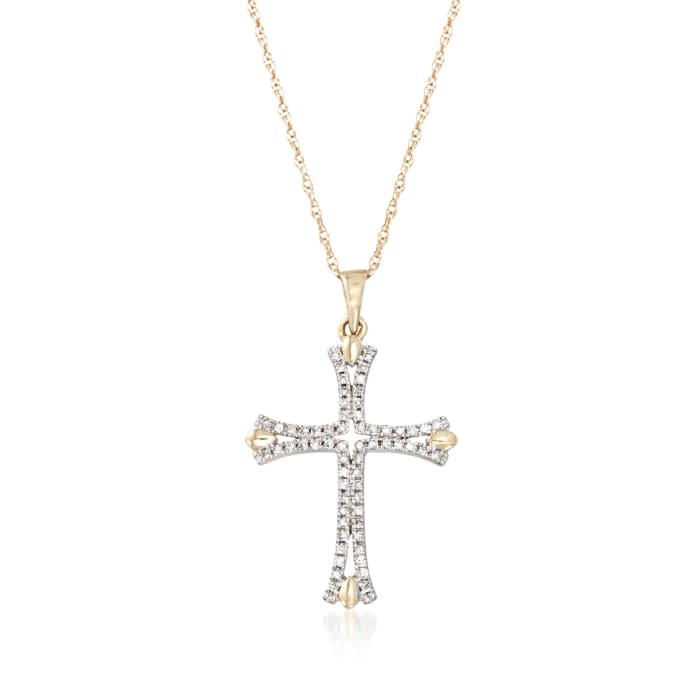 .12 ct. t.w. Diamond Cross Pendant Necklace in 14kt Yellow Gold | Ross ...