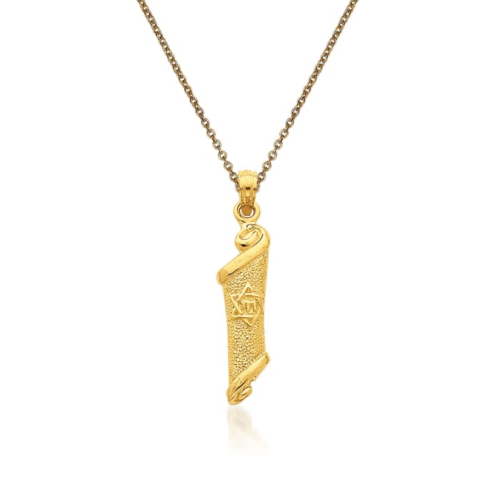 14kt Yellow Gold Torah Pendant Necklace