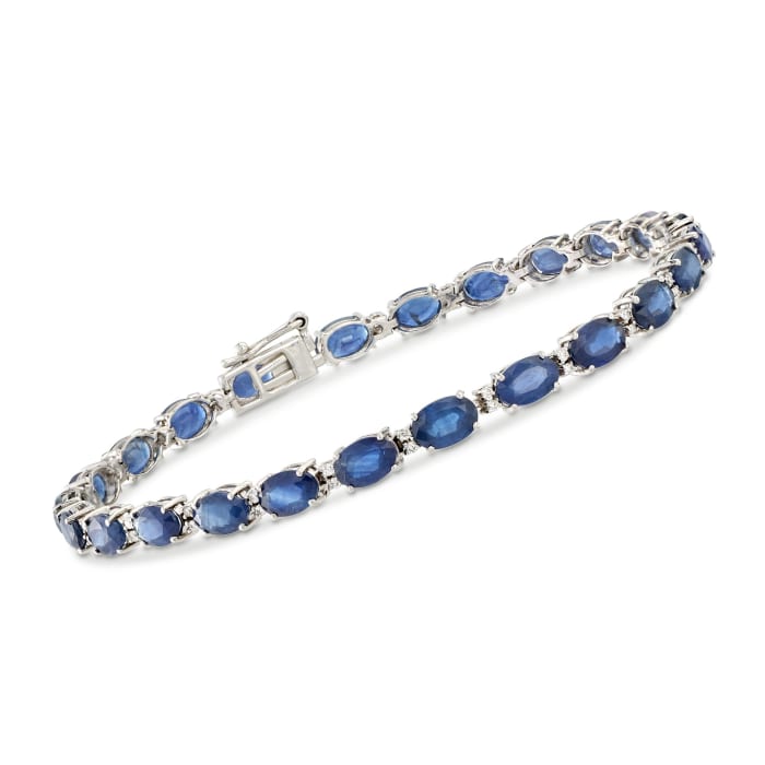 12.00 ct. t.w. Sapphire and .29 ct. t.w. Diamond Bracelet in 14kt White Gold
