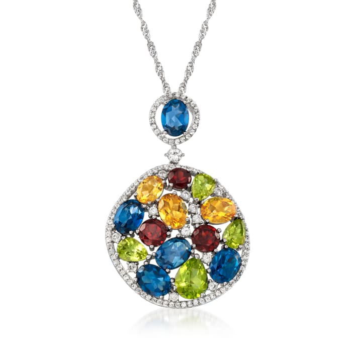 18.85 ct. t.w. Multi-Gemstone Pendant Necklace in Sterling Silver