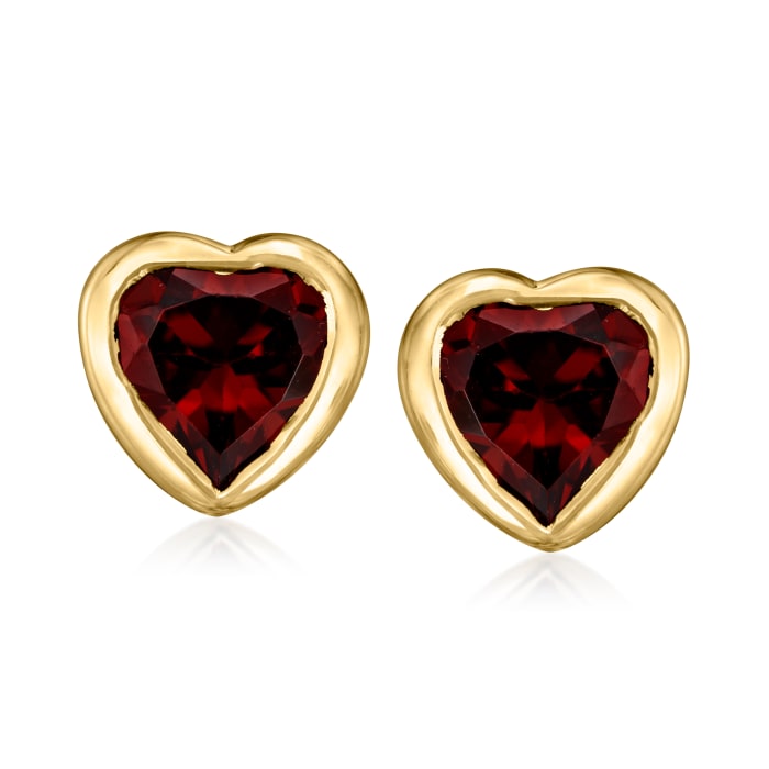 2.00 ct. t.w. Garnet Heart Earrings in 18kt Gold Over Sterling