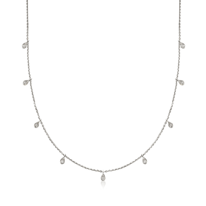 .28 ct. t.w. Diamond Station Necklace in 14kt White Gold 