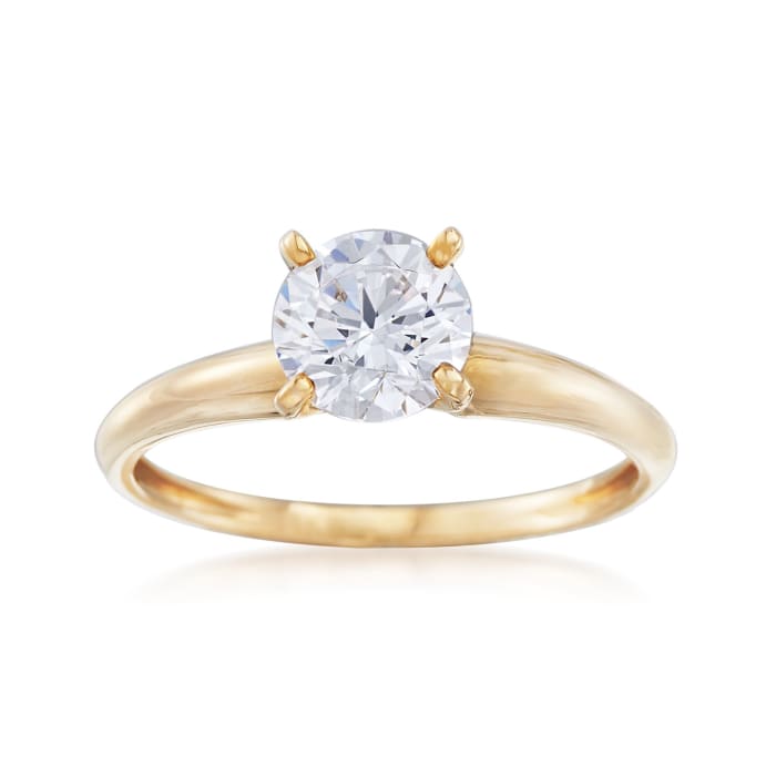 1.00 Carat CZ Solitaire Ring in 14kt Yellow Gold