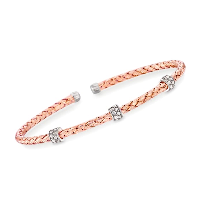 Charles Garnier &quot;Torino&quot; .30 ct. t.w. CZ Cuff Bracelet in 18kt Rose Gold Over Sterling Silver