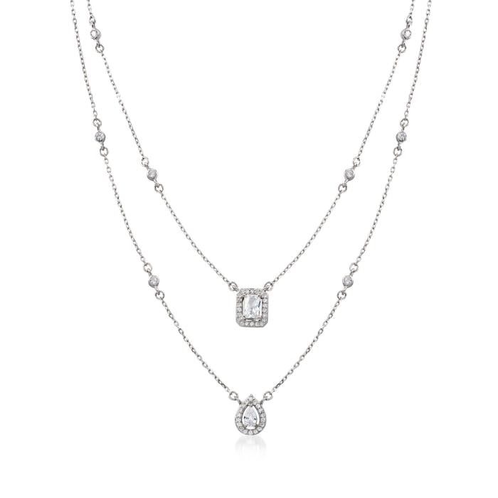 1.20 ct. t.w. CZ Two-Strand Layered Necklace in Sterling Silver