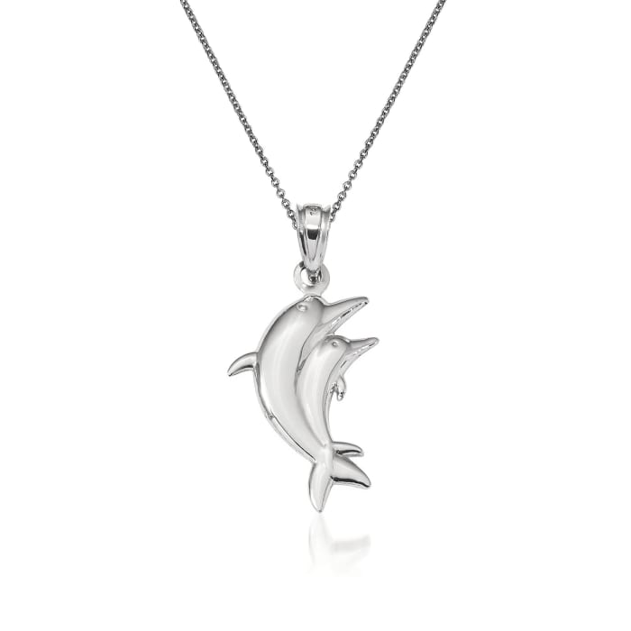 14kt White Gold Dolphin Pendant Necklace