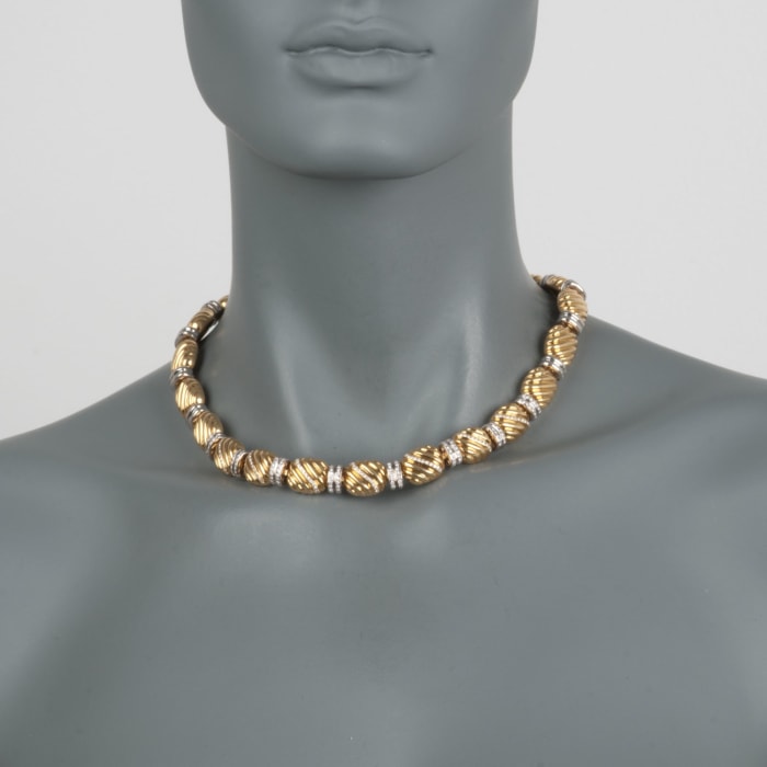 C. 2000 Vintage Faraone Mannella 1.90 ct. t.w. Diamond Bead Necklace in 18kt Yellow Gold 17-inch