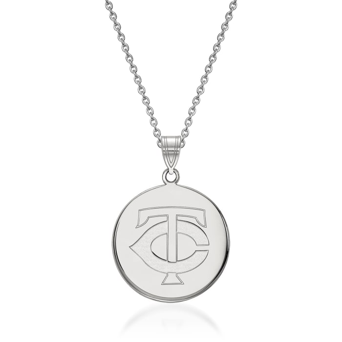 Sterling Silver MLB Minnesota Twins Disc Pendant Necklace. 18&quot;