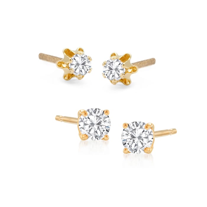 Mom & Me .33 ct. t.w. Diamond Stud Earring Set of 2 in 14kt Yellow Gold