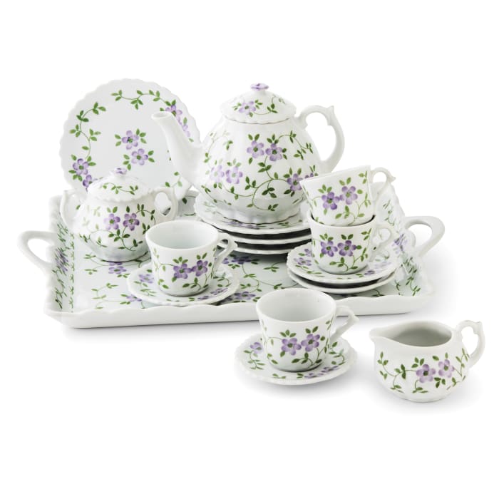 Child's Porcelain Violet Flower 16-pc. Tea Set