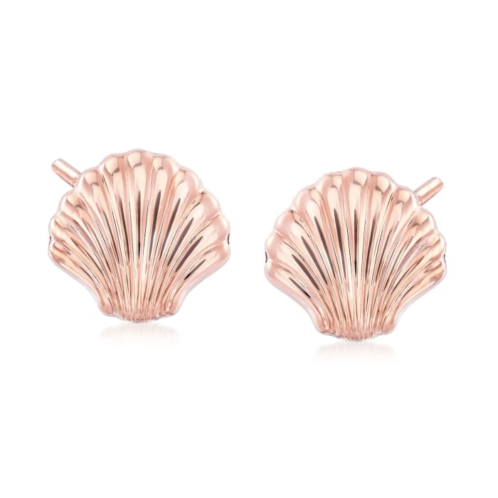 14kt Rose Gold Scalloped Seashell Earrings